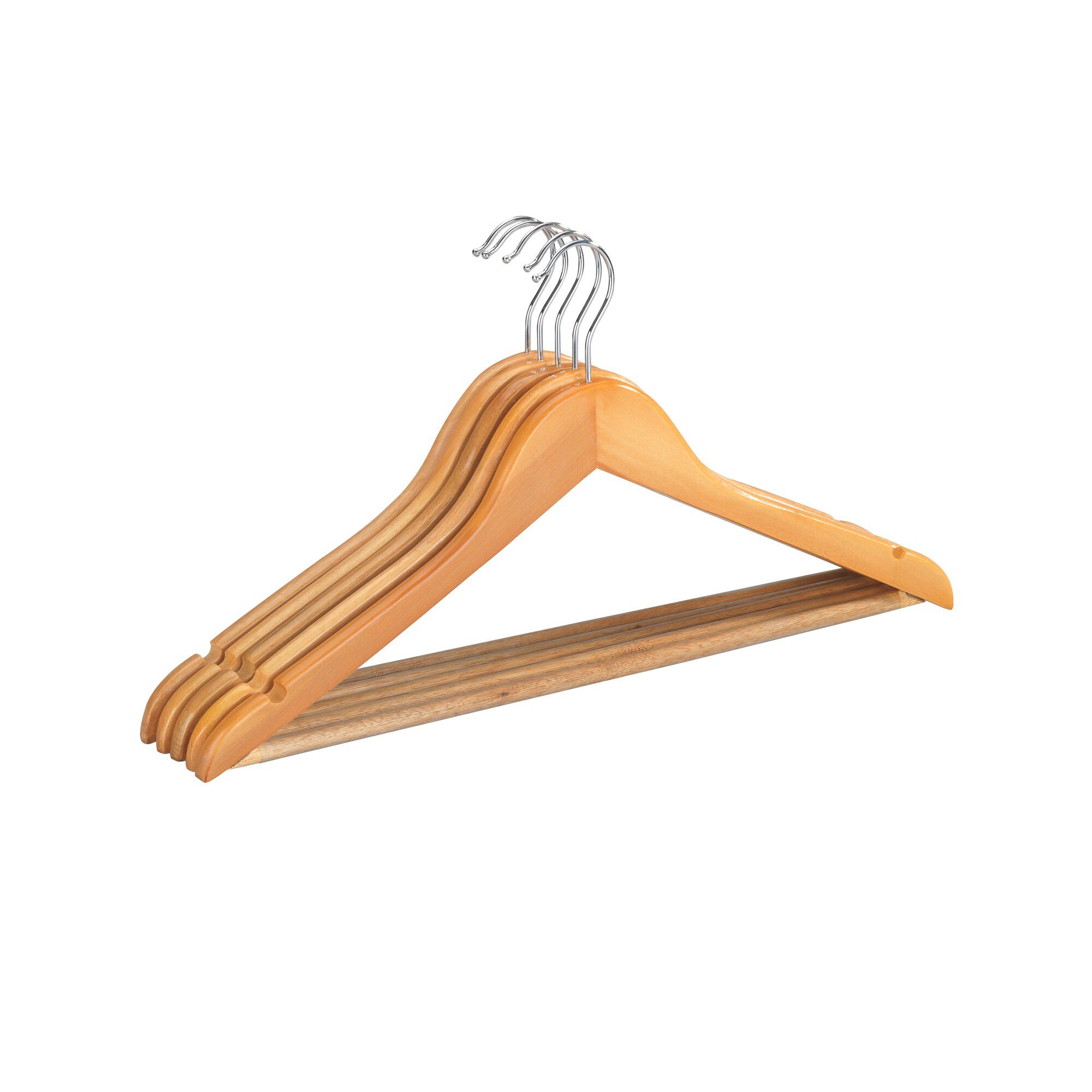 Lot de 5 cintres galbés en bois naturel