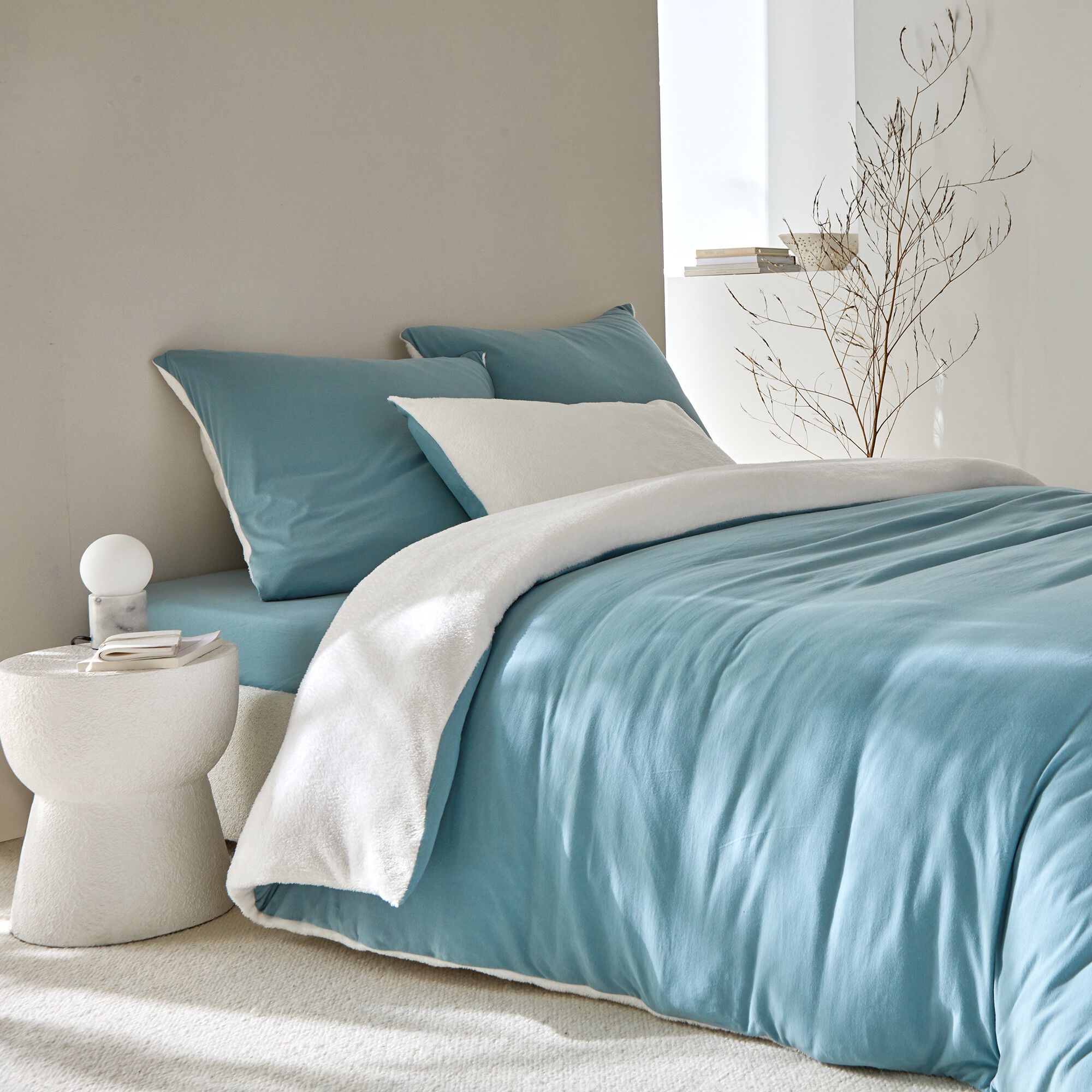 Linge de lit réversible jersey polaire toucher peluche
