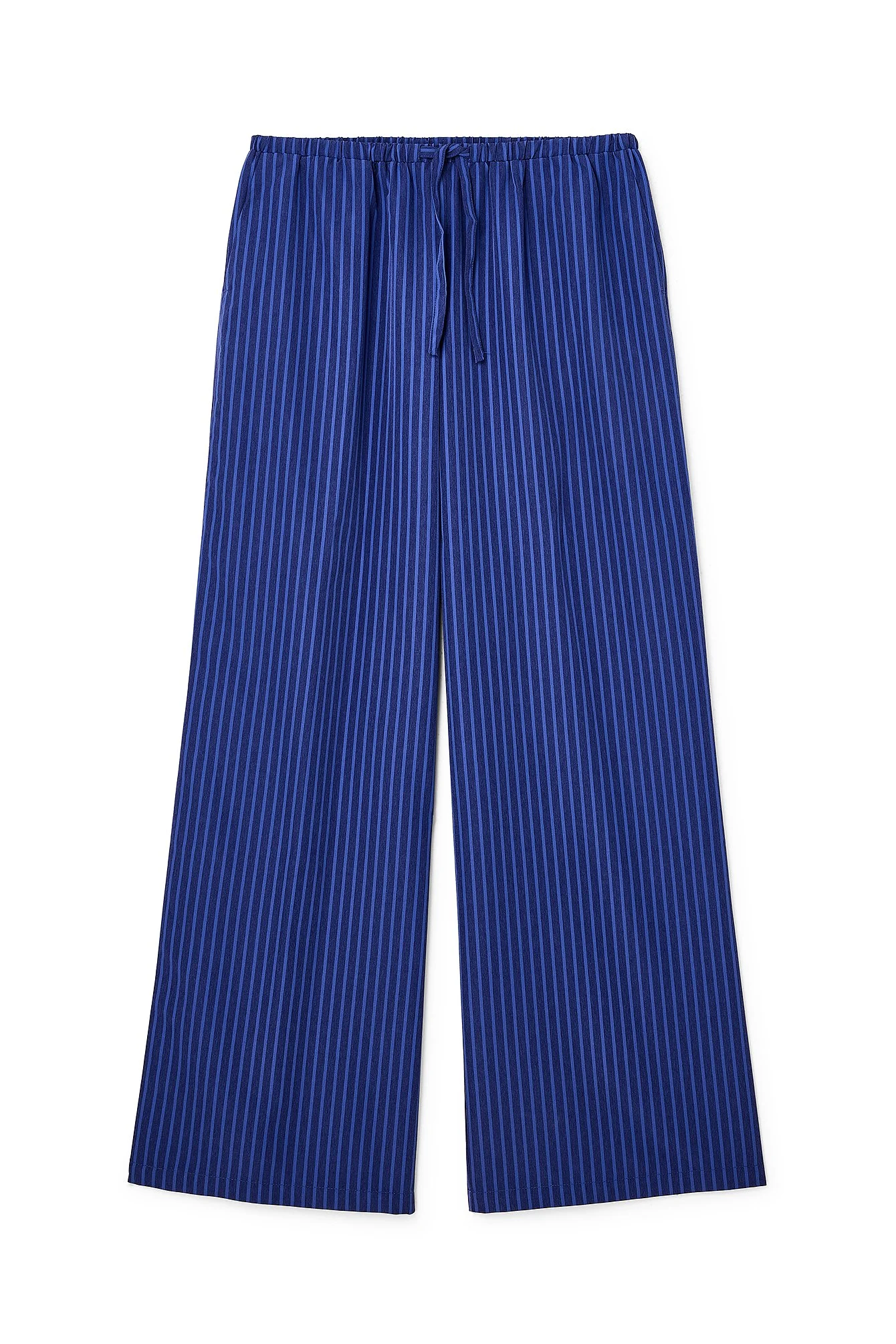 Gestreifte elastische Hose mit halbhoher Taille