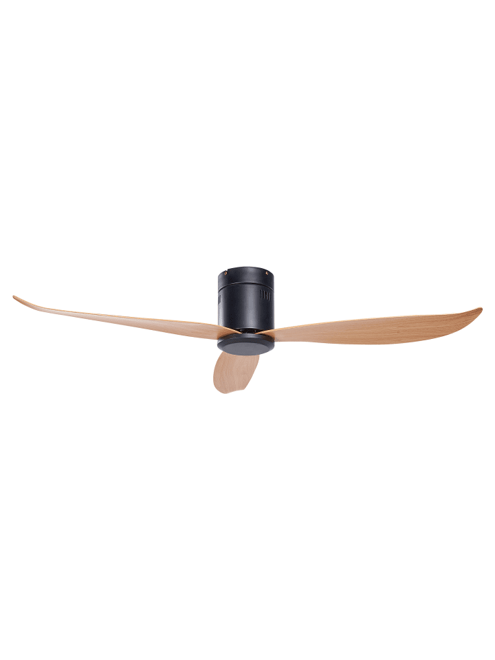 Beliani Deckenventilator mit Licht MALAD in Schwarz/Heller Holzfarbton günstig kaufen onesize