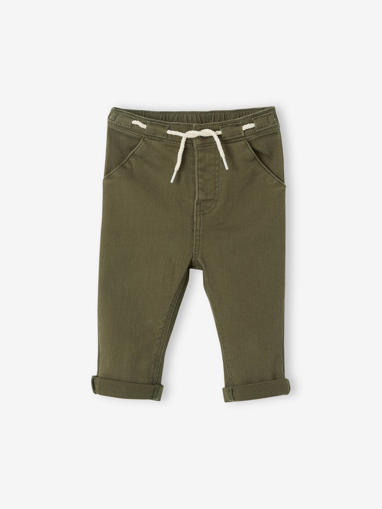 Pantalon bébé taille élastiquée kaki