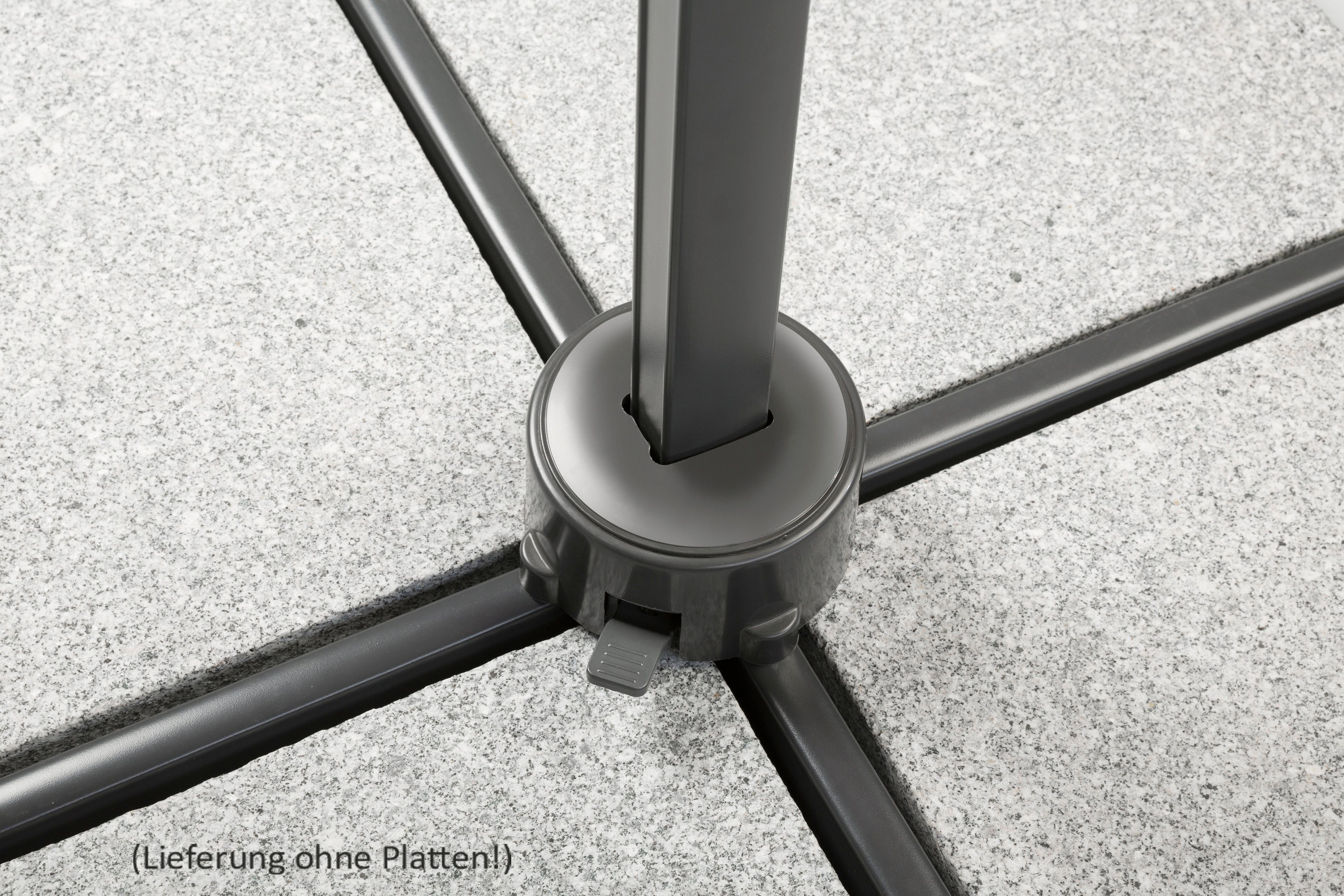 Schneider Schirme Ampelschirm Rhodos Junior, ØxH: 300x244 cm, Alu/Polyester, inkl. Plattenständer/Schutzhülle