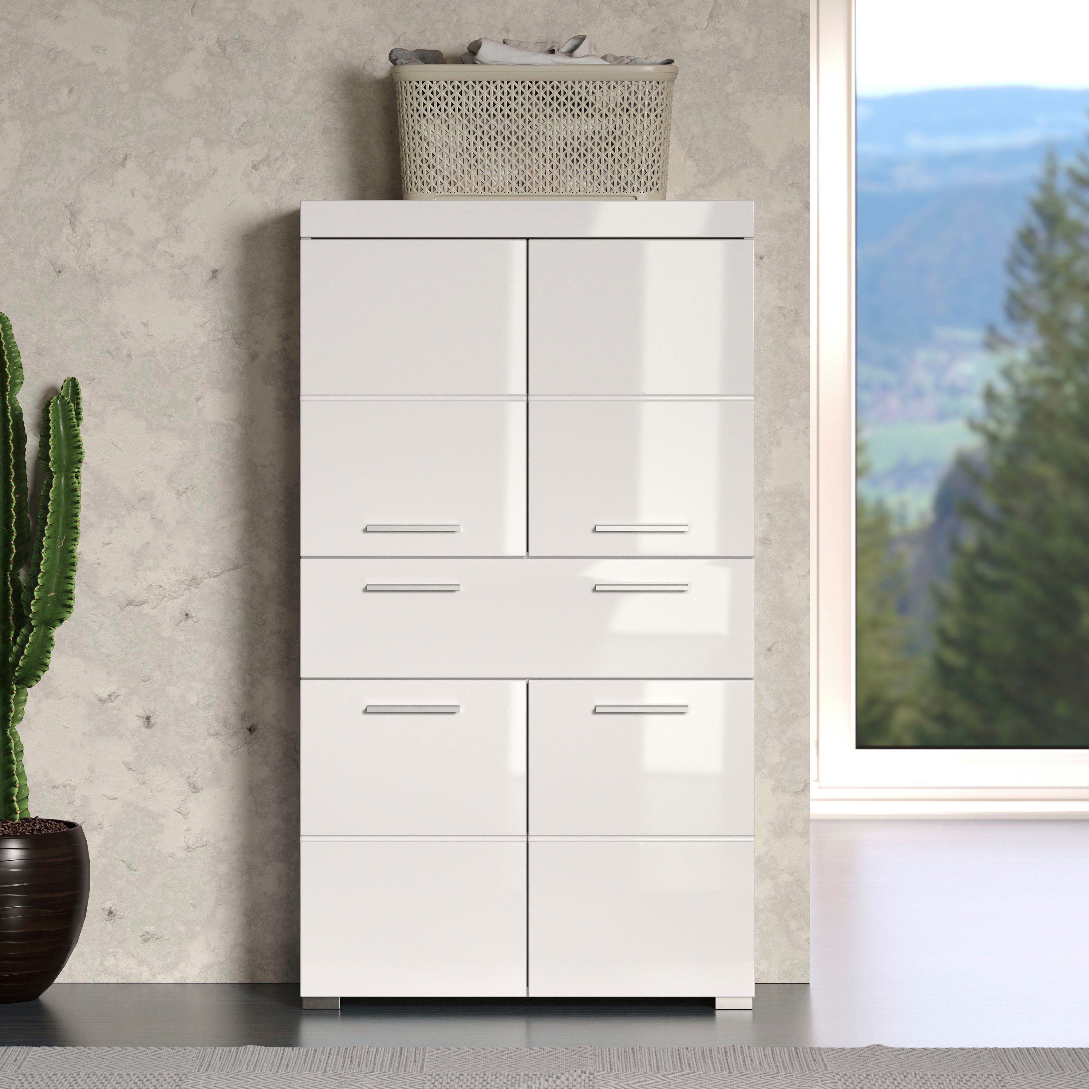 INOSIGN Midischrank Avena Breite 73 cm, Badezimmerschrank mit 1 großen Schubkasten und 4 Türen