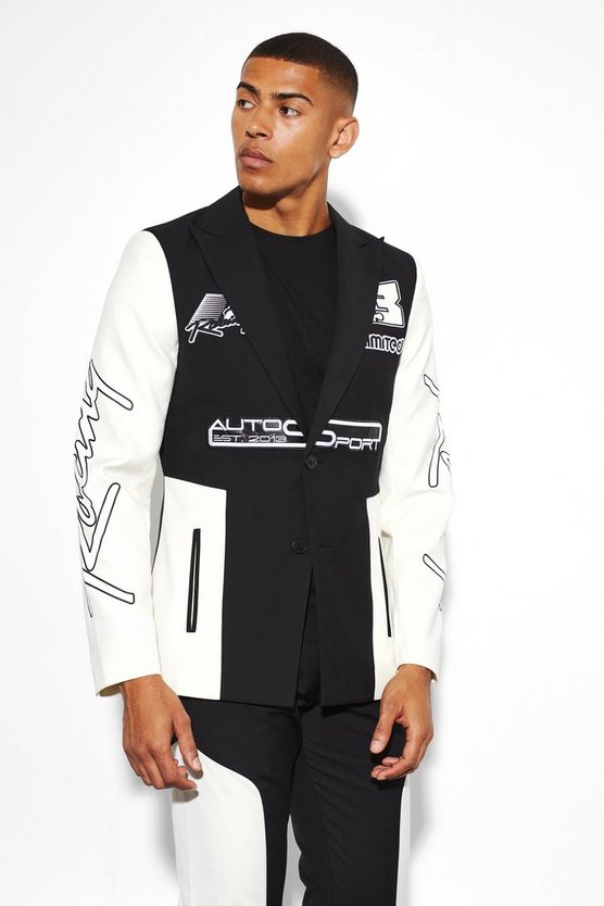 Slim-Fit Moto Colorblock Anzugjacke