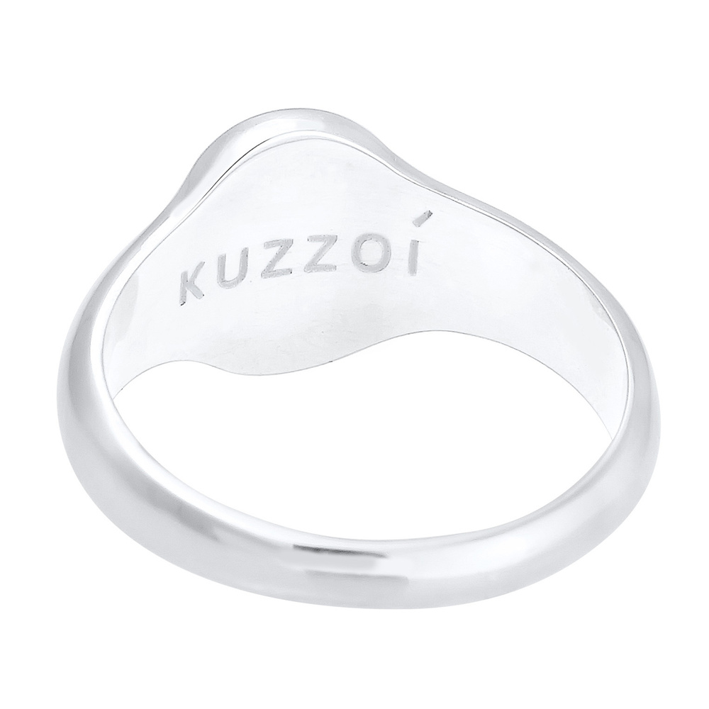 KUZZOI KUZZOI Bague Chevalière Basic Minimal Robuste Massif Bague Homme - (925/1000) Arg Bague