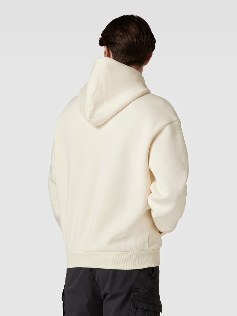 Hoodie mit Label-Print in ecru