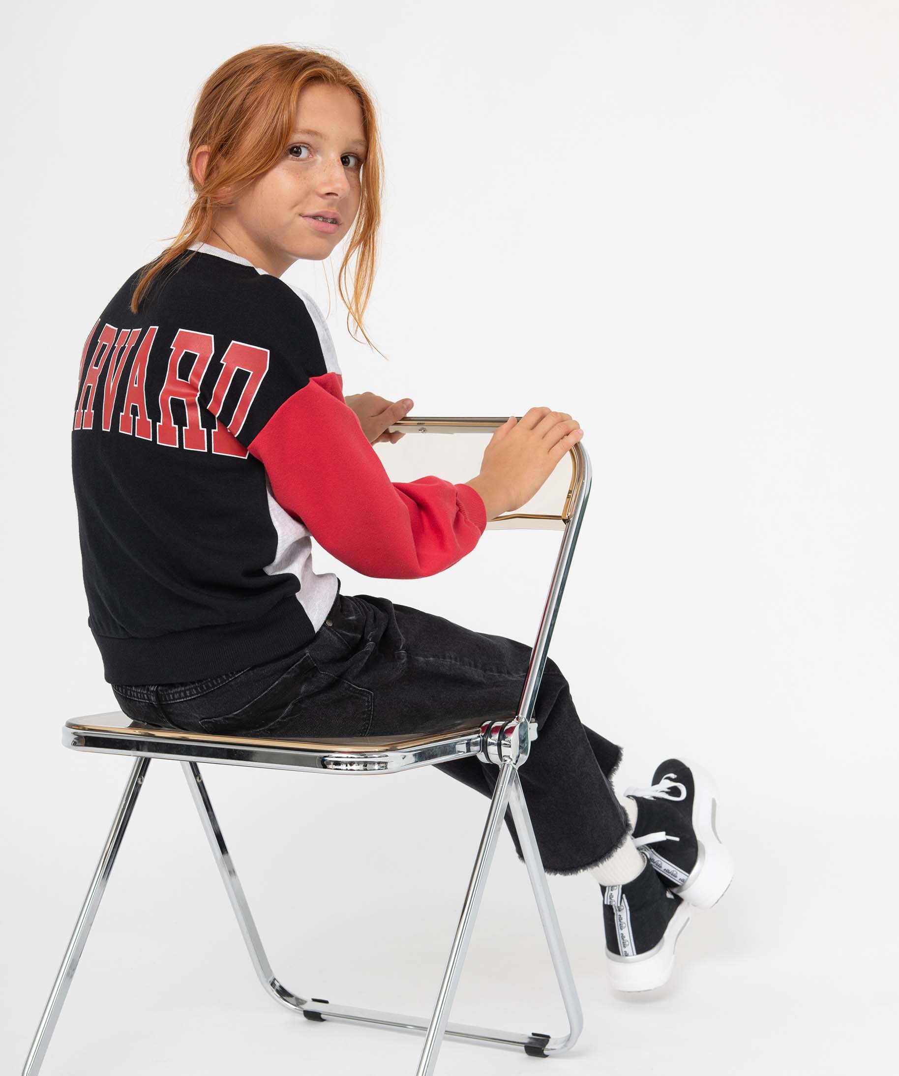 Sweat fille avec manches contrastantes - Harvard gris clair | GEMO
