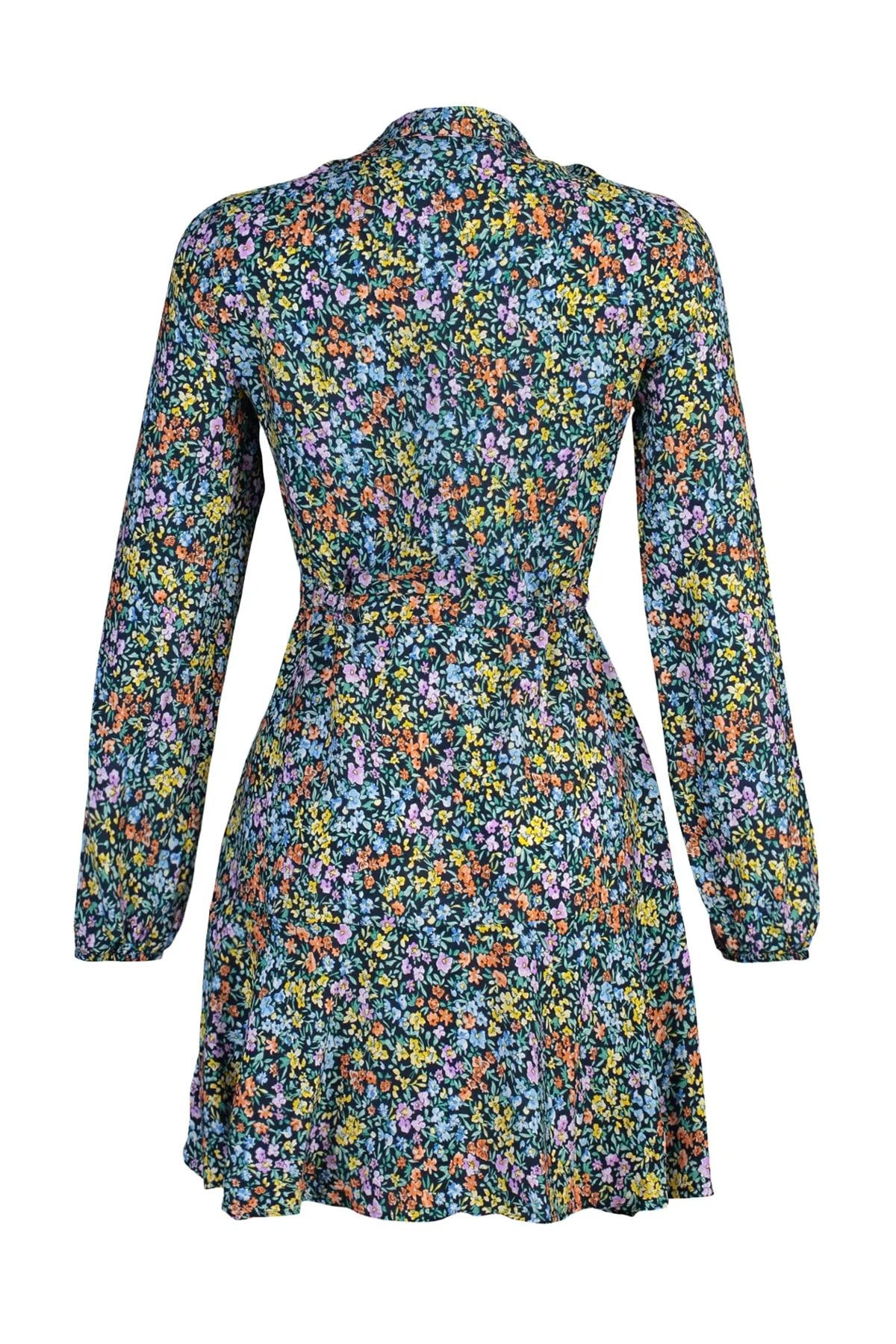 Trendyol Collection  Mehrfarbiges, gewebtes Minikleid aus Viskose mit Blumenmuster und Knöpfen TWOAW23EL01310