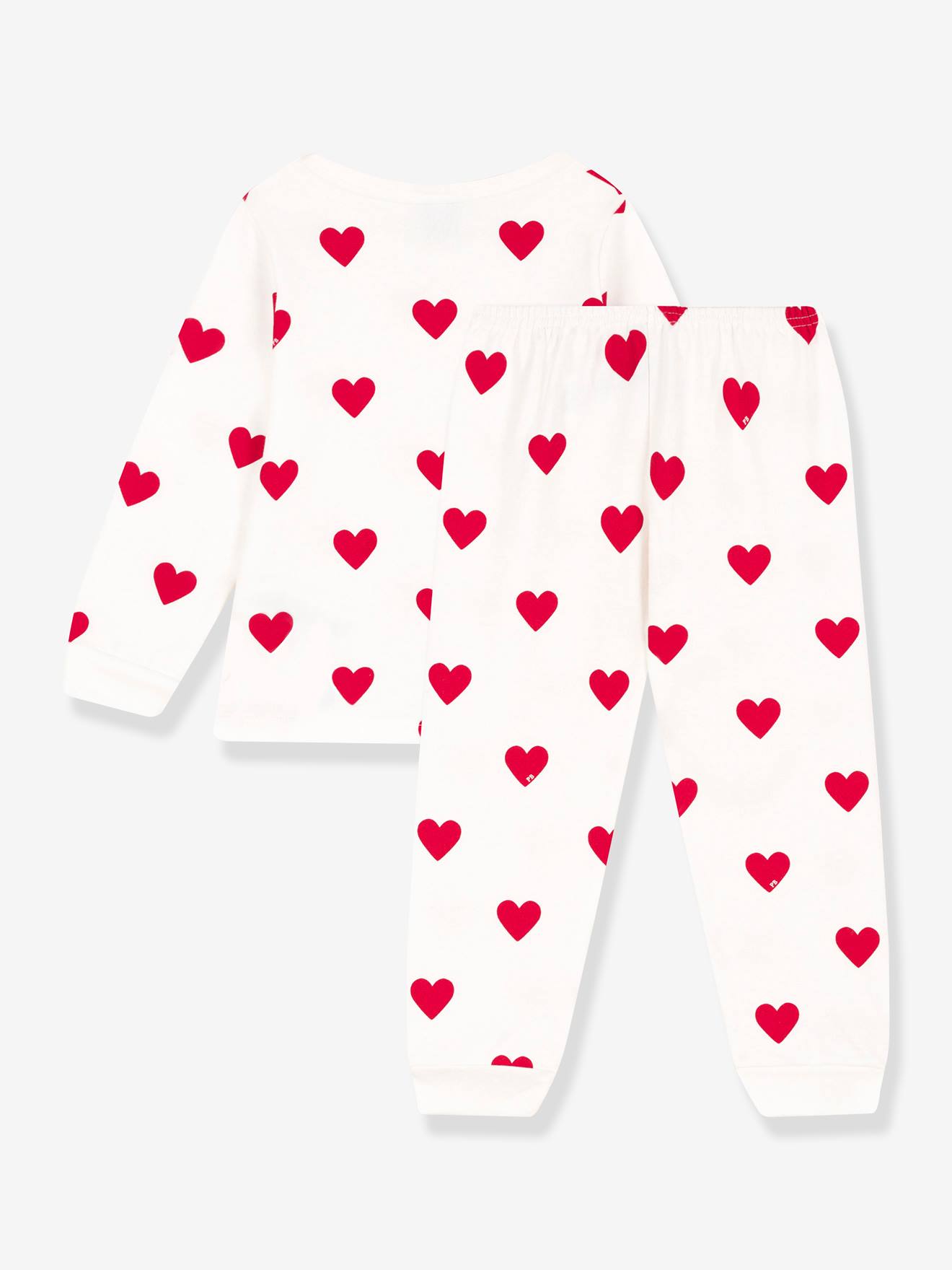 Pyjama cœur petite fille/petit garçon en molleton PETIT BATEAU blanc imprimé
