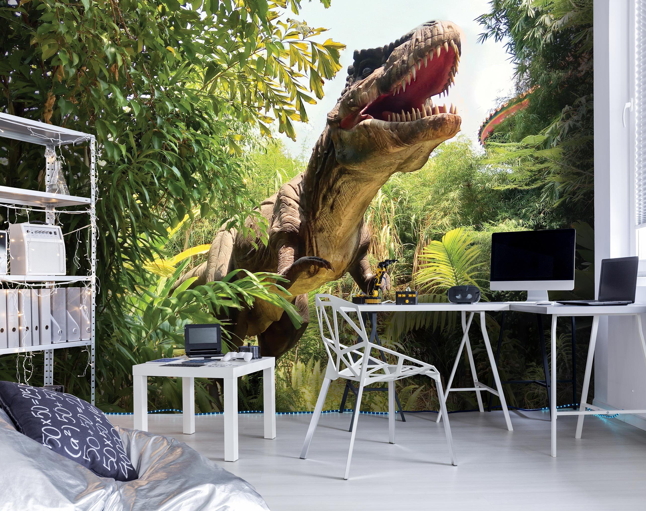 Wallarena Fototapete Kinderzimmer Jungen Dinosaurier Dschungel Vlies Tapete Vliestapete, Glatt, Kinder, Vliestapete inklusive Kleister