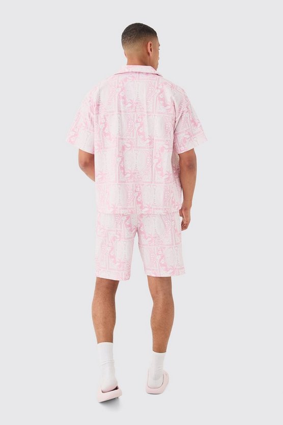 Kastiges Hemd & Shorts mit Worldwide-Print
