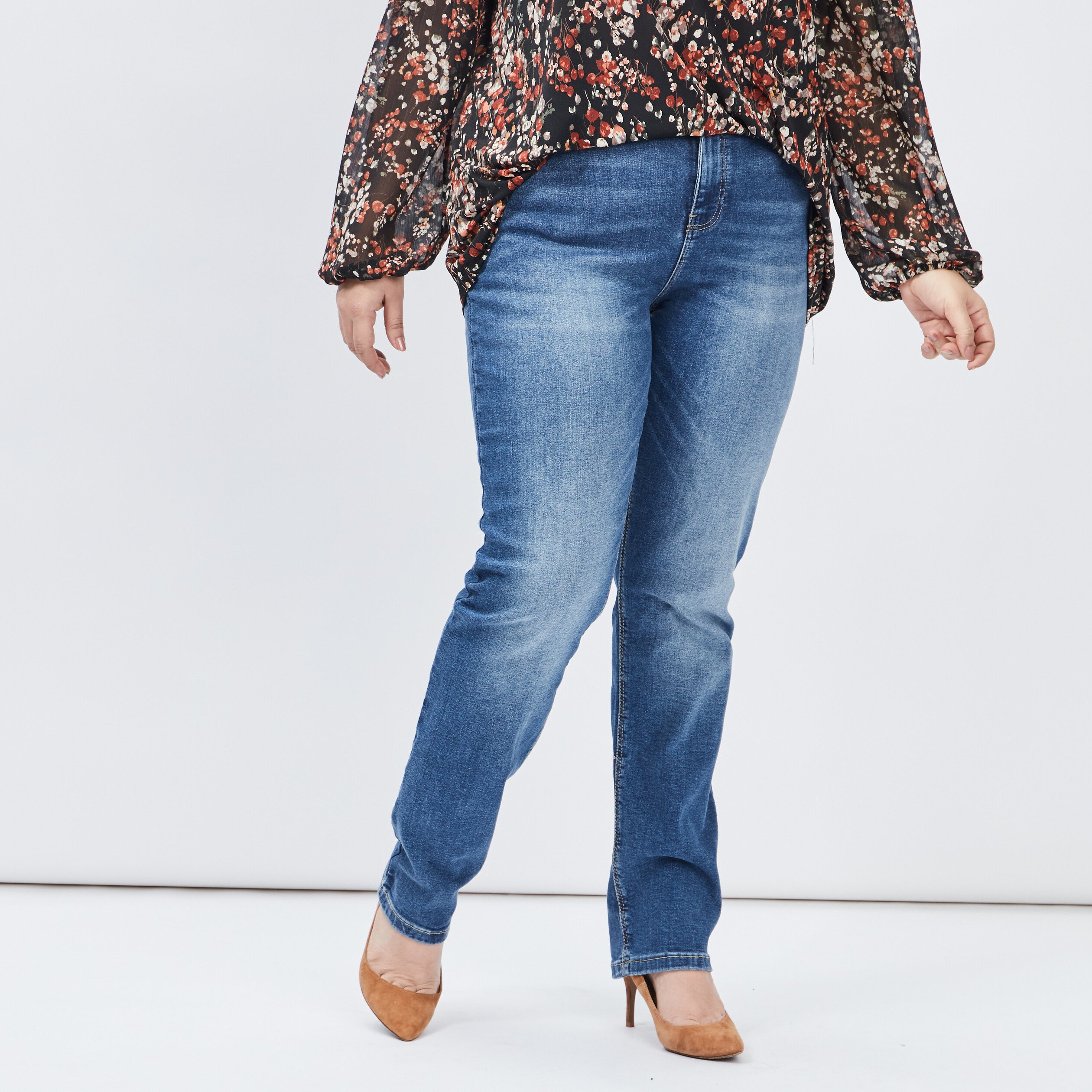 Jeans straight grande taille denim stone femme grande taille | La Halle
