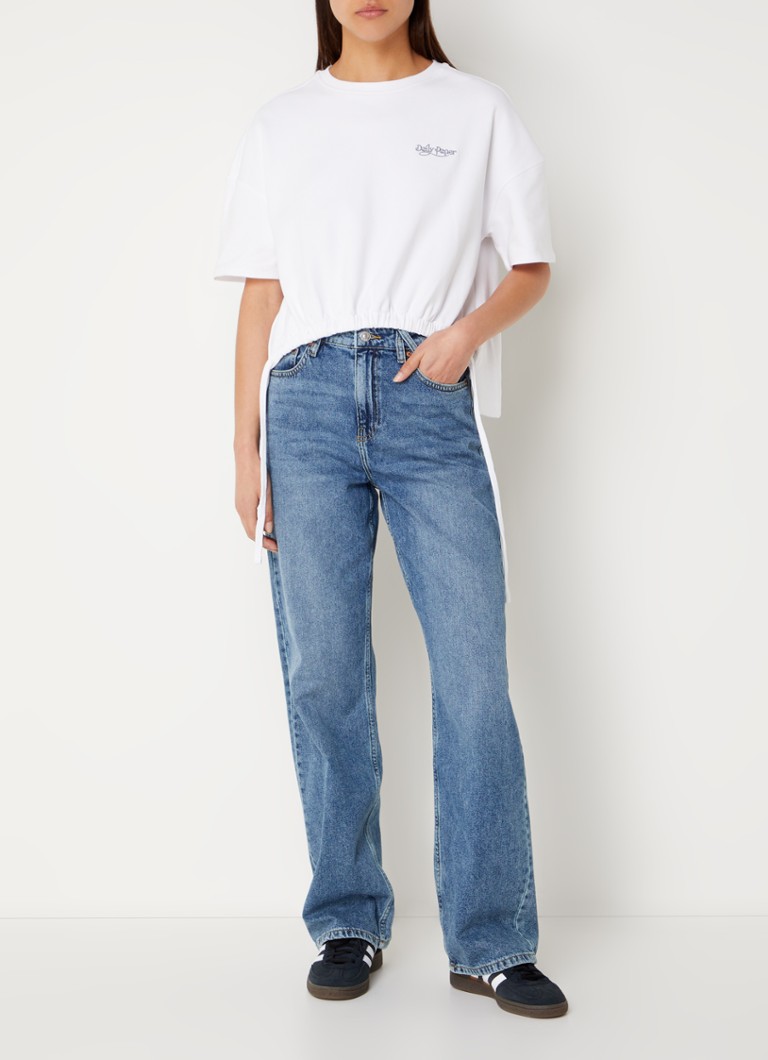 T-shirt Daily Paper Desta con logo ricamato e coulisse