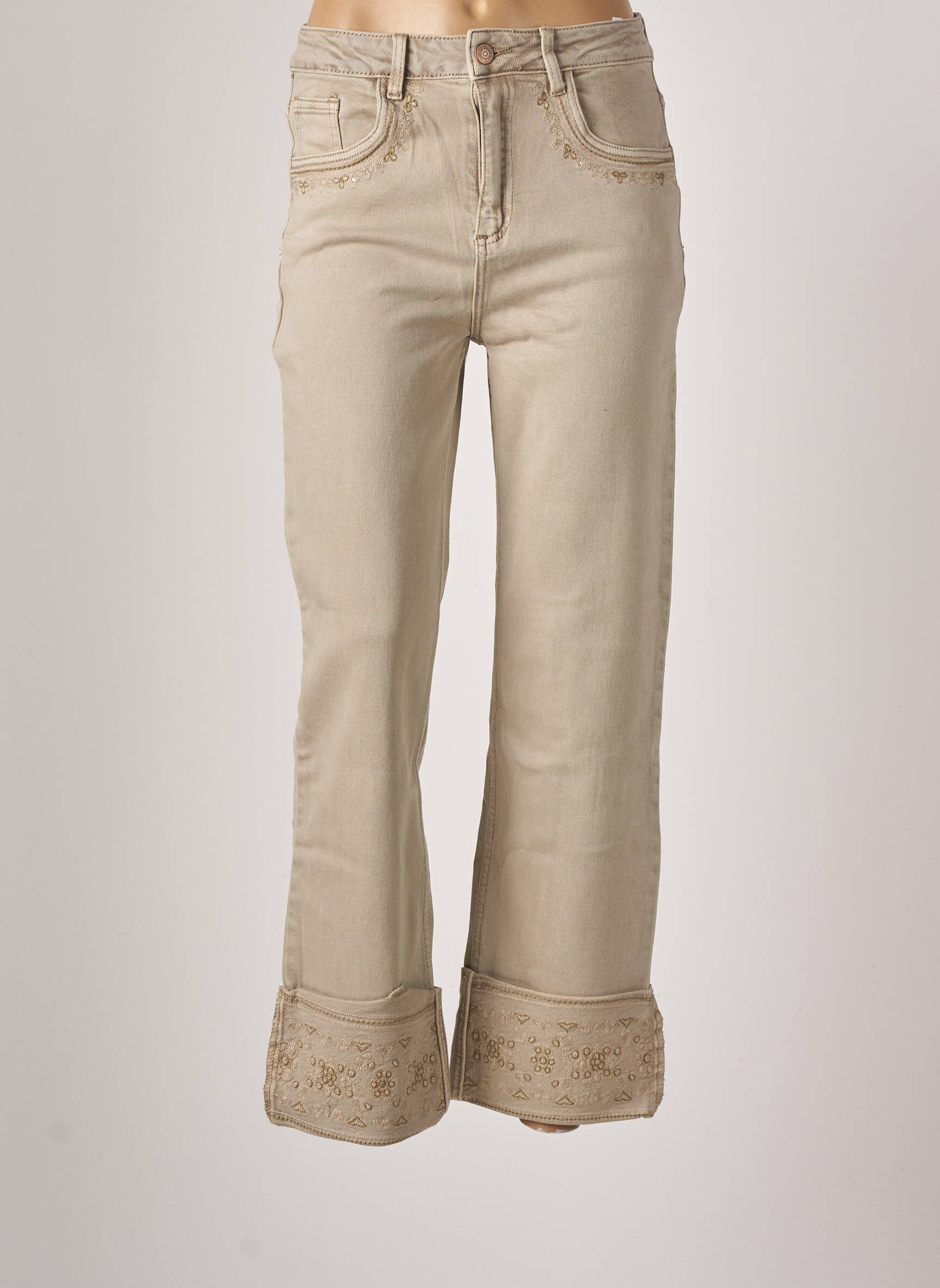 Nud Jeans Bootcut Femme couleur beige