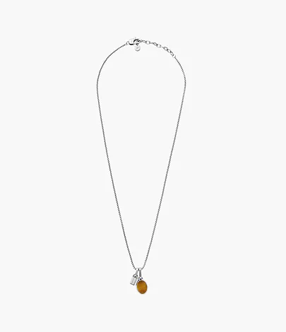 Fossil Kette Stones Anhänger Tigerauge Edelstahl