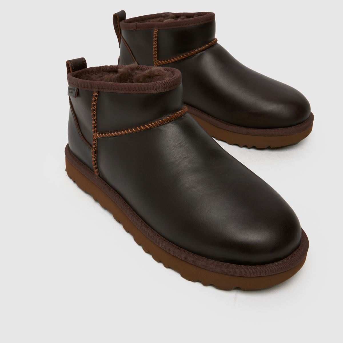 UGG Classic Ultra Mini bőr csizma égetett cédrus színben