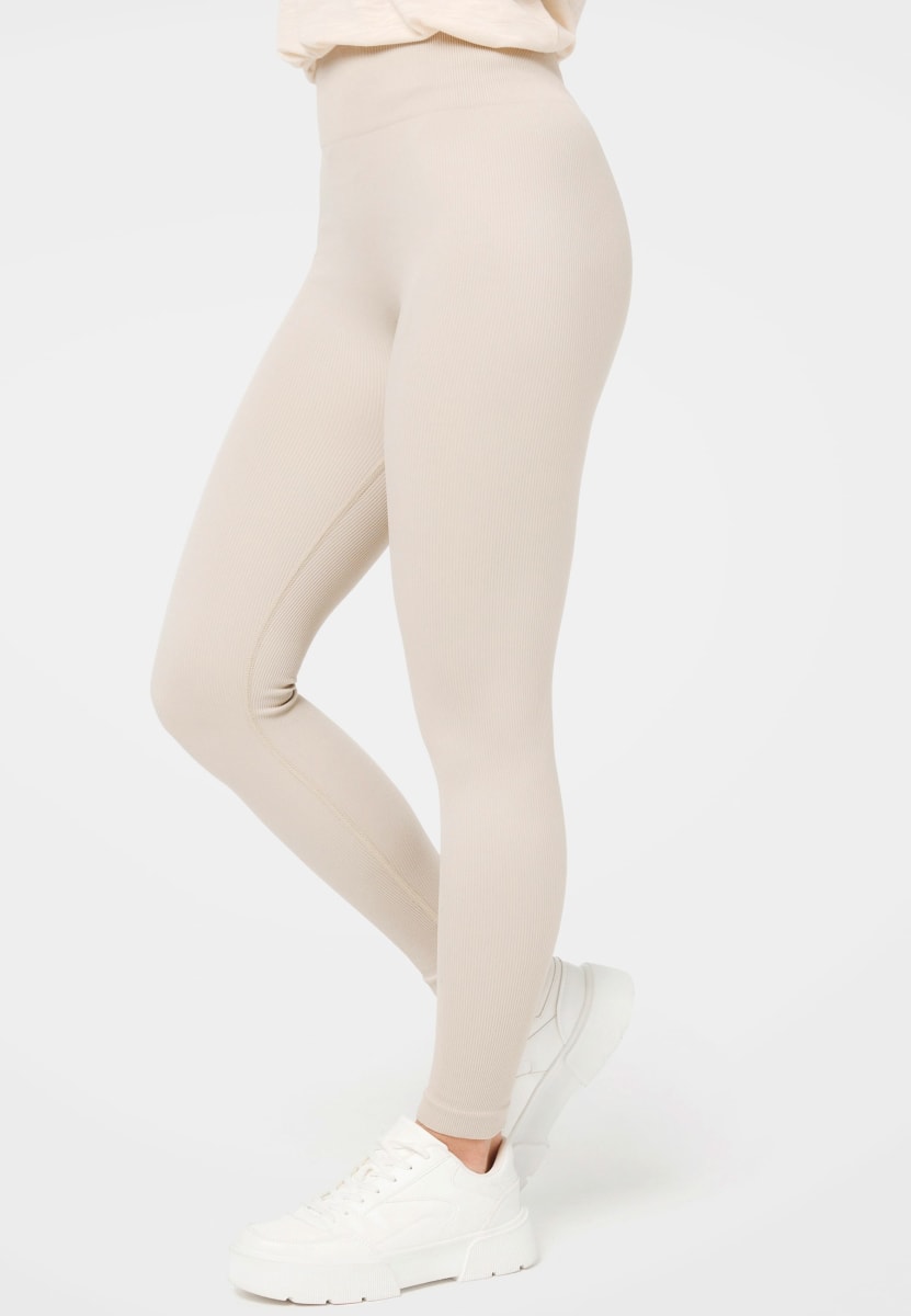 Leggings in Ripp-Optik beige, Gr. 40/42, 1 St