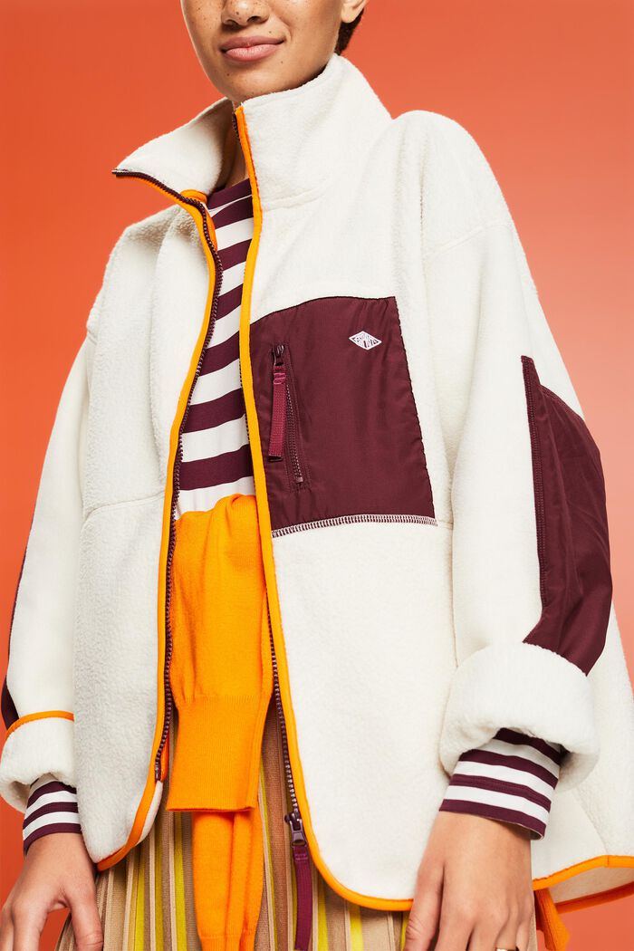 Fleecejacke im Colorblock-Design