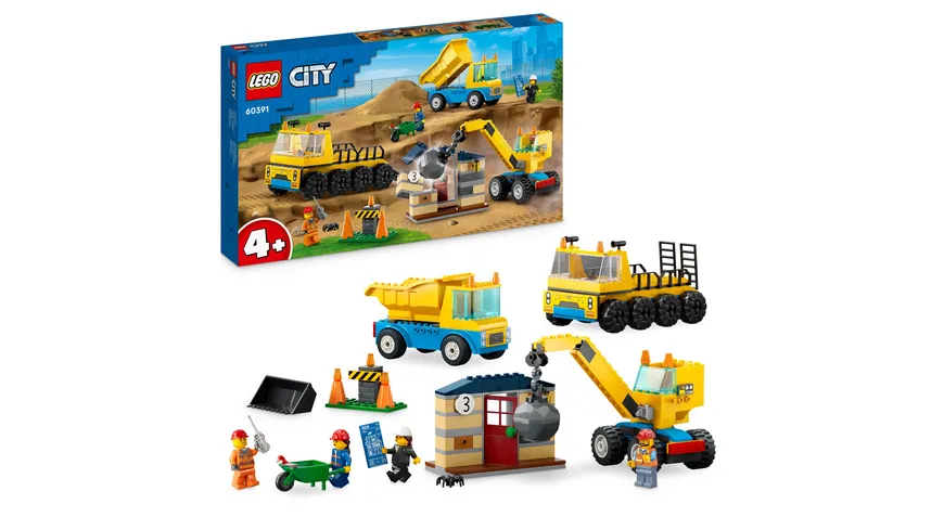 LEGO City 60391 Baufahrzeuge und Kran mit Abrissbirne