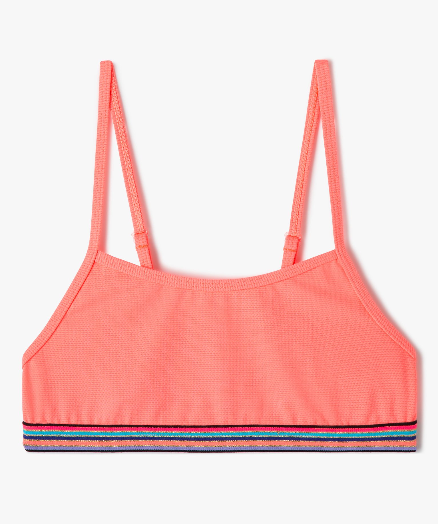 Haut de maillot de bain fille forme brassière à fines bret... orange | GEMO