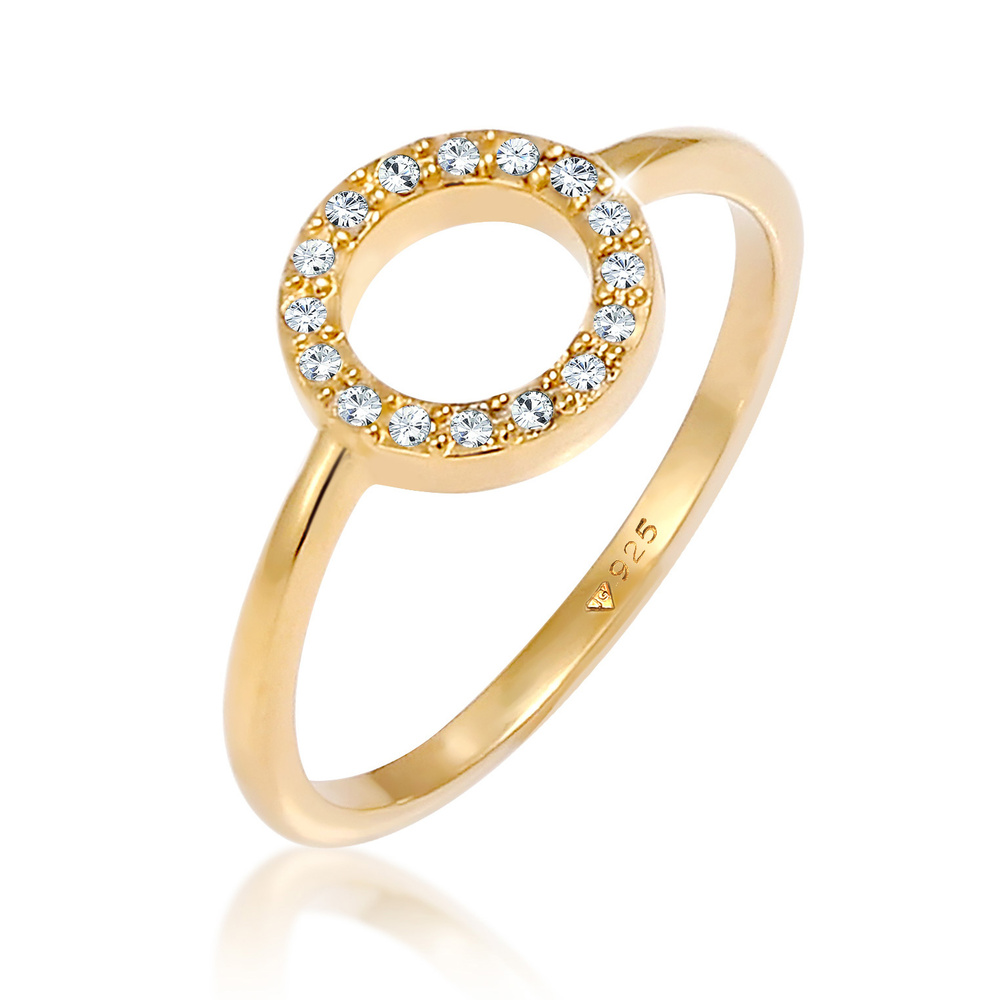 Elli Elli Bague Femmes Cercle Filigrane Géo avec Cristaux en Argent Sterling 925 Bague
