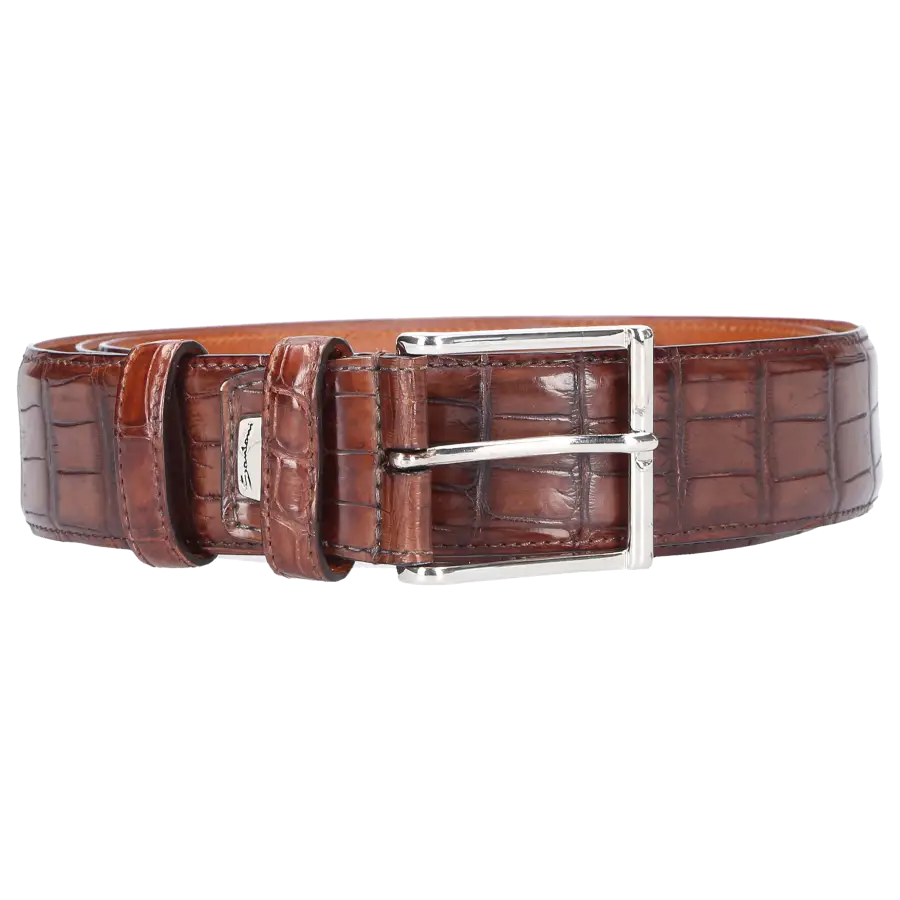 Santoni - Gürtel Alligatorleder - braun