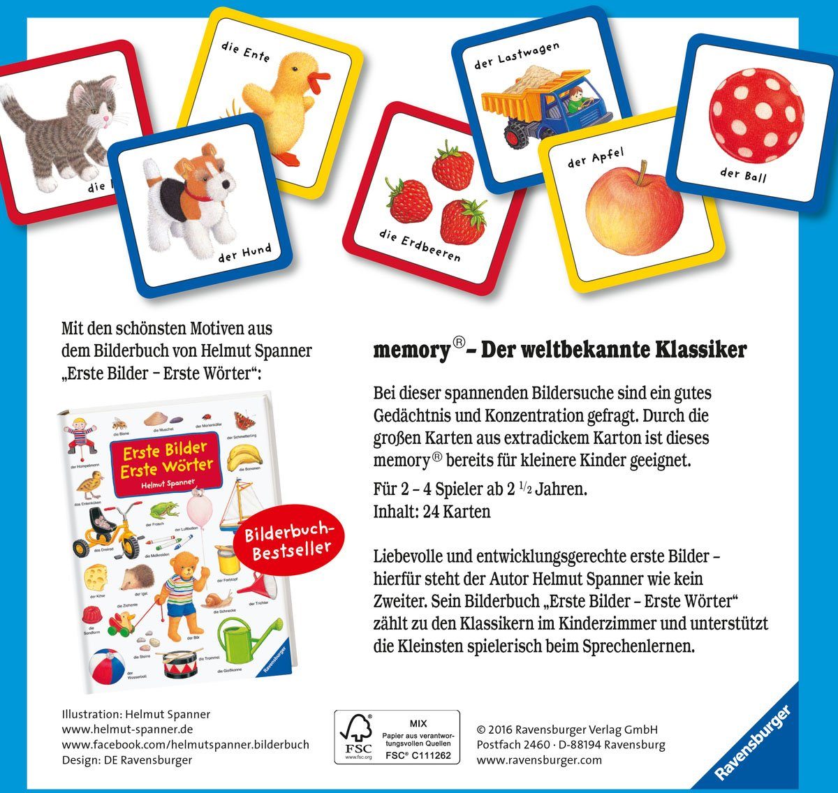 Ravensburger Spiel, Kinderspiel Erste Bilder Erste Wörter memory®, FSC® - schützt Wald - weltweit; Made in Europe