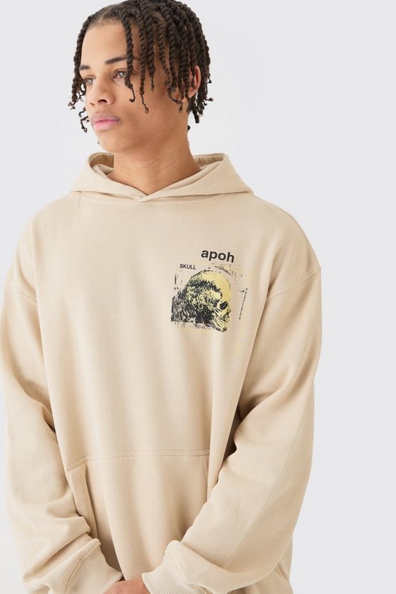 Oversize Hoodie mit lizenziertem Van Gogh Totenkopf-Print