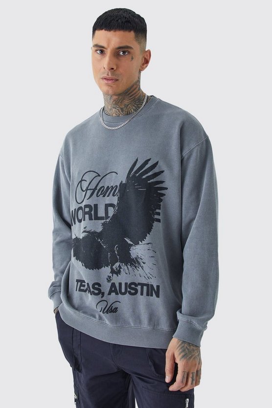 Tall Oversize Sweatshirt mit Homme Bird Print