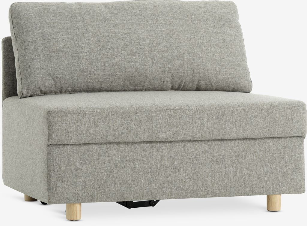 Sofá cama OLSTRUP 1,5 lugares, tecido cinza/carvalho