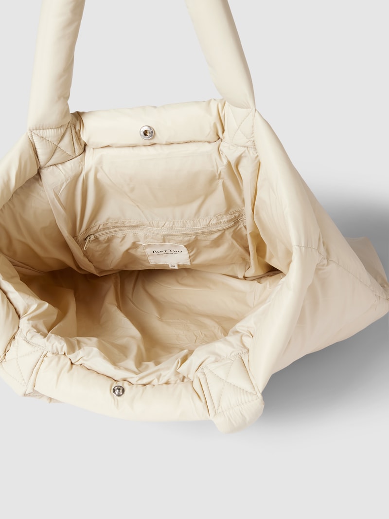 Shopper mit Steppnähten in beige