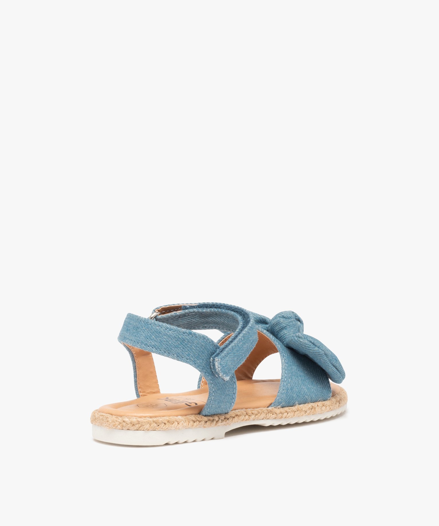 Sandales fille dessus en denim avec n?ud décoratif bleu | GEMO