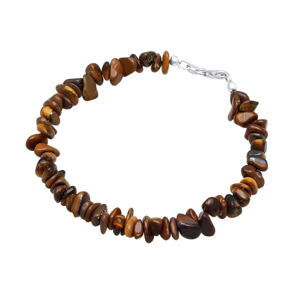 KUZZOI KUZZOI Bracelet Hommes boho éclat avec pierres précieuses œil de tigre en argent  Bracelet
