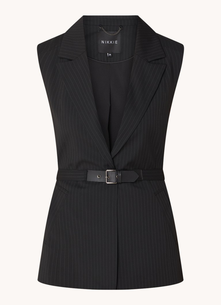 Cardigan lung NIKKIE Andorra cu curea și dungi delicate.