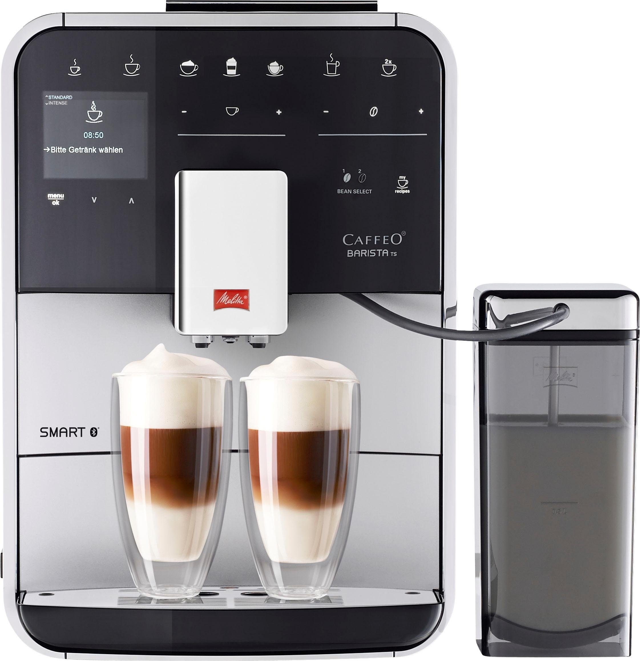 Melitta Kaffeevollautomat Barista TS Smart® F850-101, silber, 21 Kaffeerezepte & 8 Benutzerprofile, 2-Kammer Bohnenbehälter