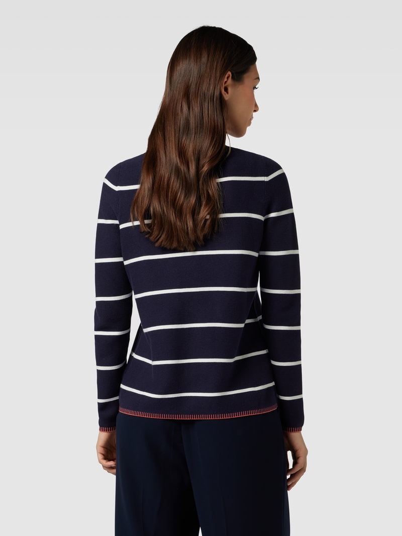 Strickpullover mit Streifenmuster in dunkelblau