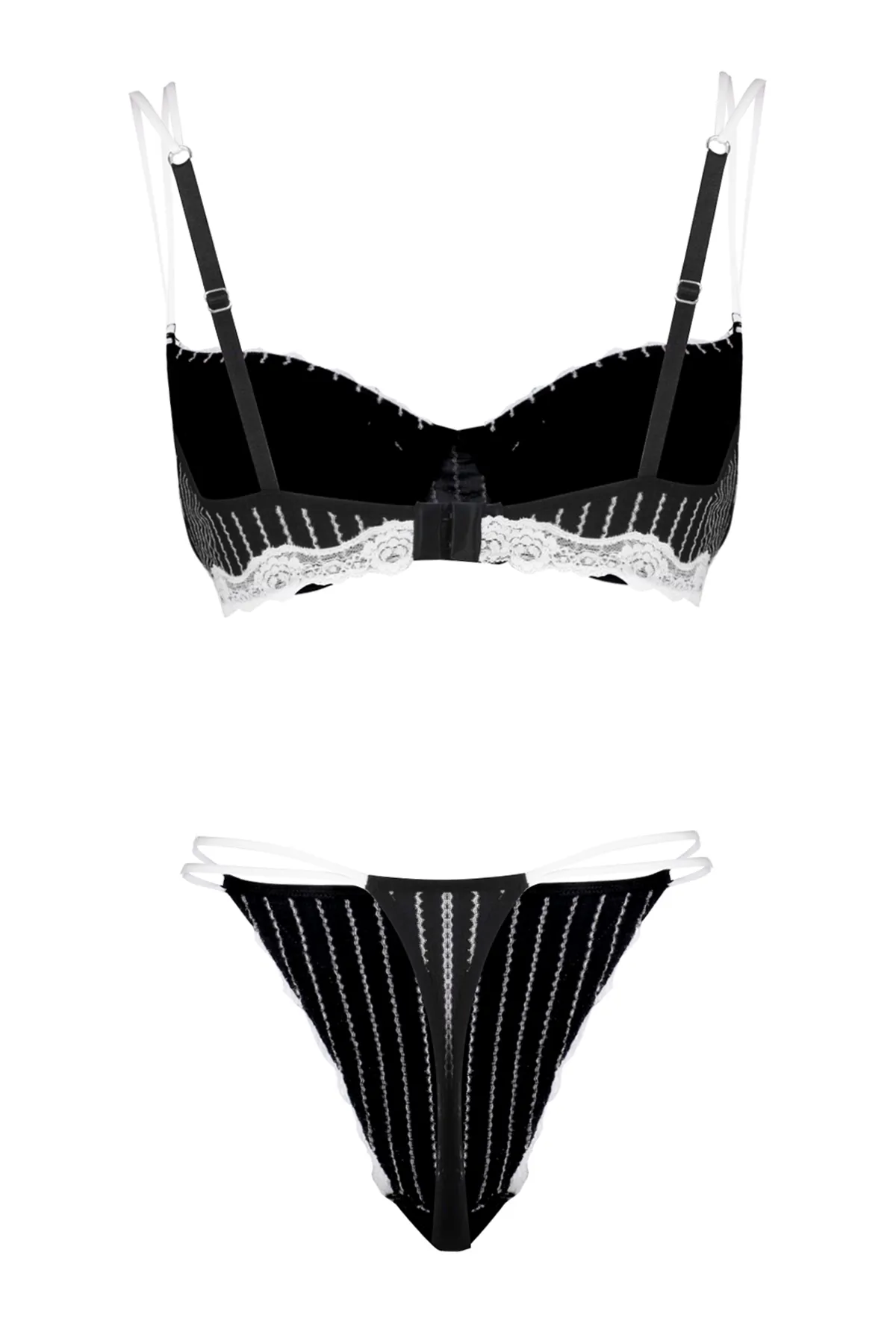 Trendyol Collection  Schwarzes Push-Up-Dessous-Set aus gestreiftem Single-Jersey THMSS24CC00035