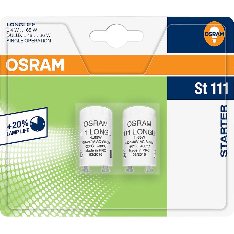 Osram Starter for lysrør 2-pk, singel st111 Osram