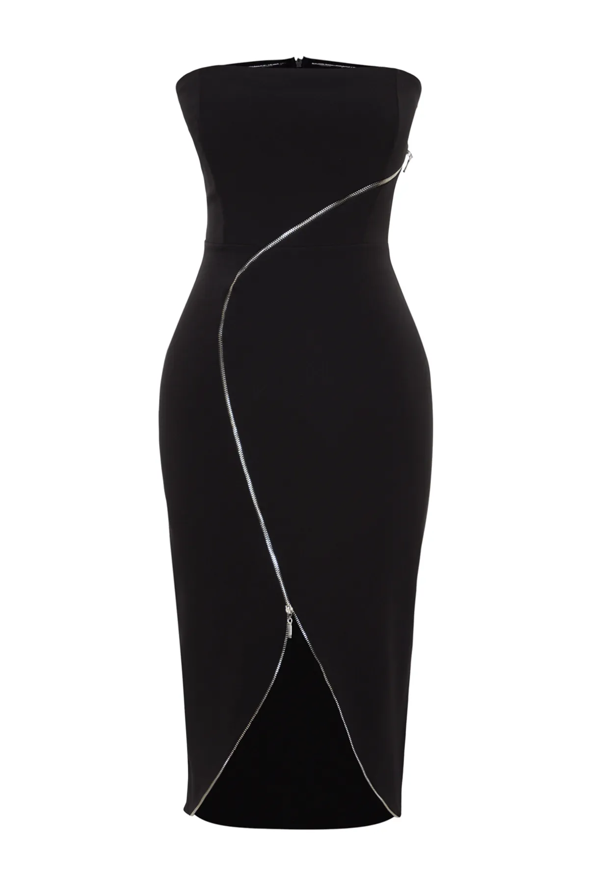 Trendyol Collection  Schwarzes elegantes Abendkleid mit passenden Accessoires TPRAW24EL00217