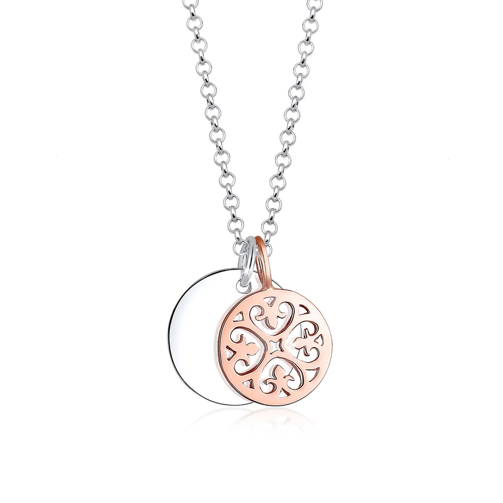 Elli Elli Collier Bi Color Ornament Kreis 925 Sterling Silber Bijoux