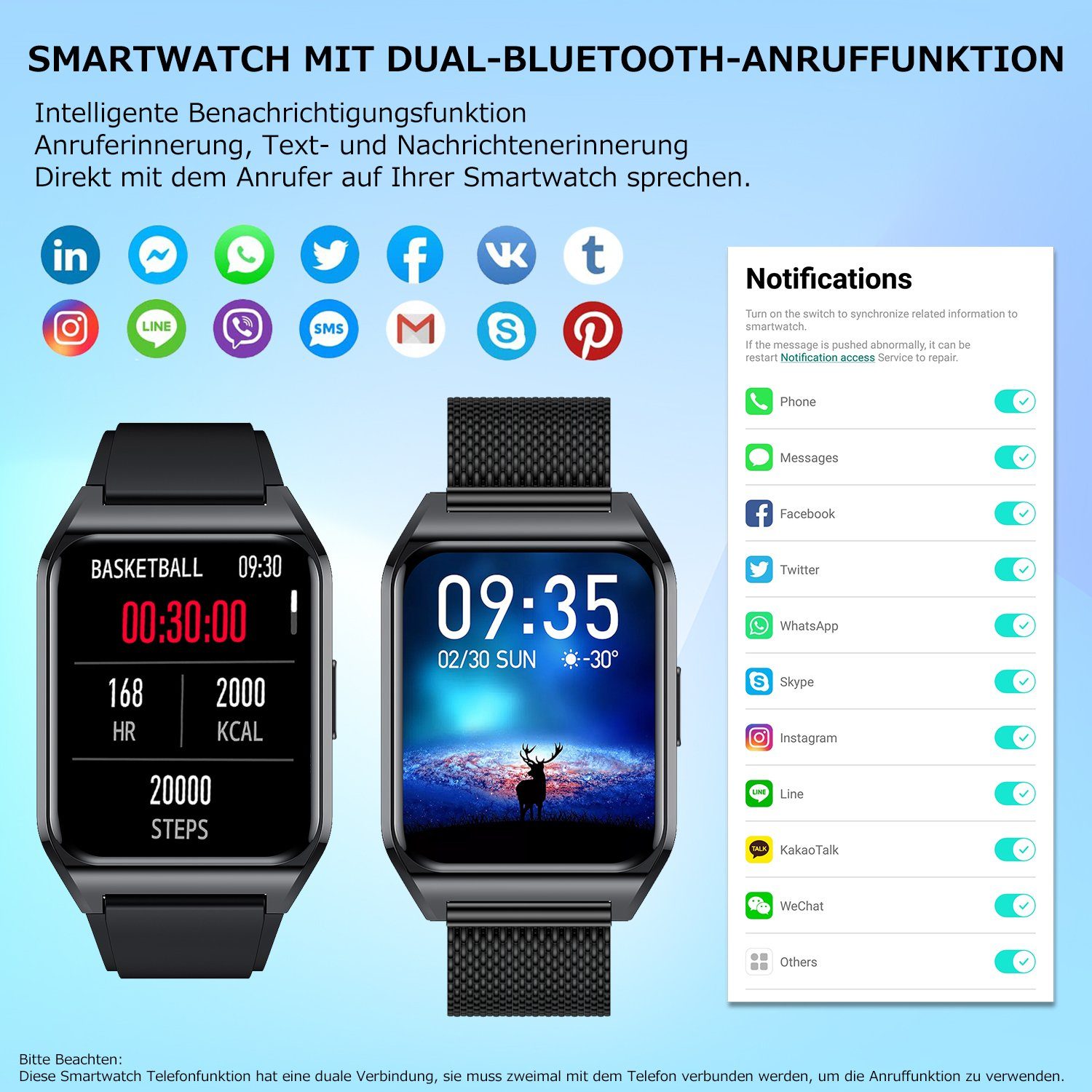 Mutoy Smartwatch, Fitness Tracker Uhr mit Anruffunktion für Damen Herren Smartwatch (1,69 Zoll HD Voll Touchscreen Zoll), mit Wechselband aus wechem Silikon und Milanaise Uhrenarmbänder, inkl.Ladestation(magneitsches Ladekabel), Herzfrequenz-Sensor