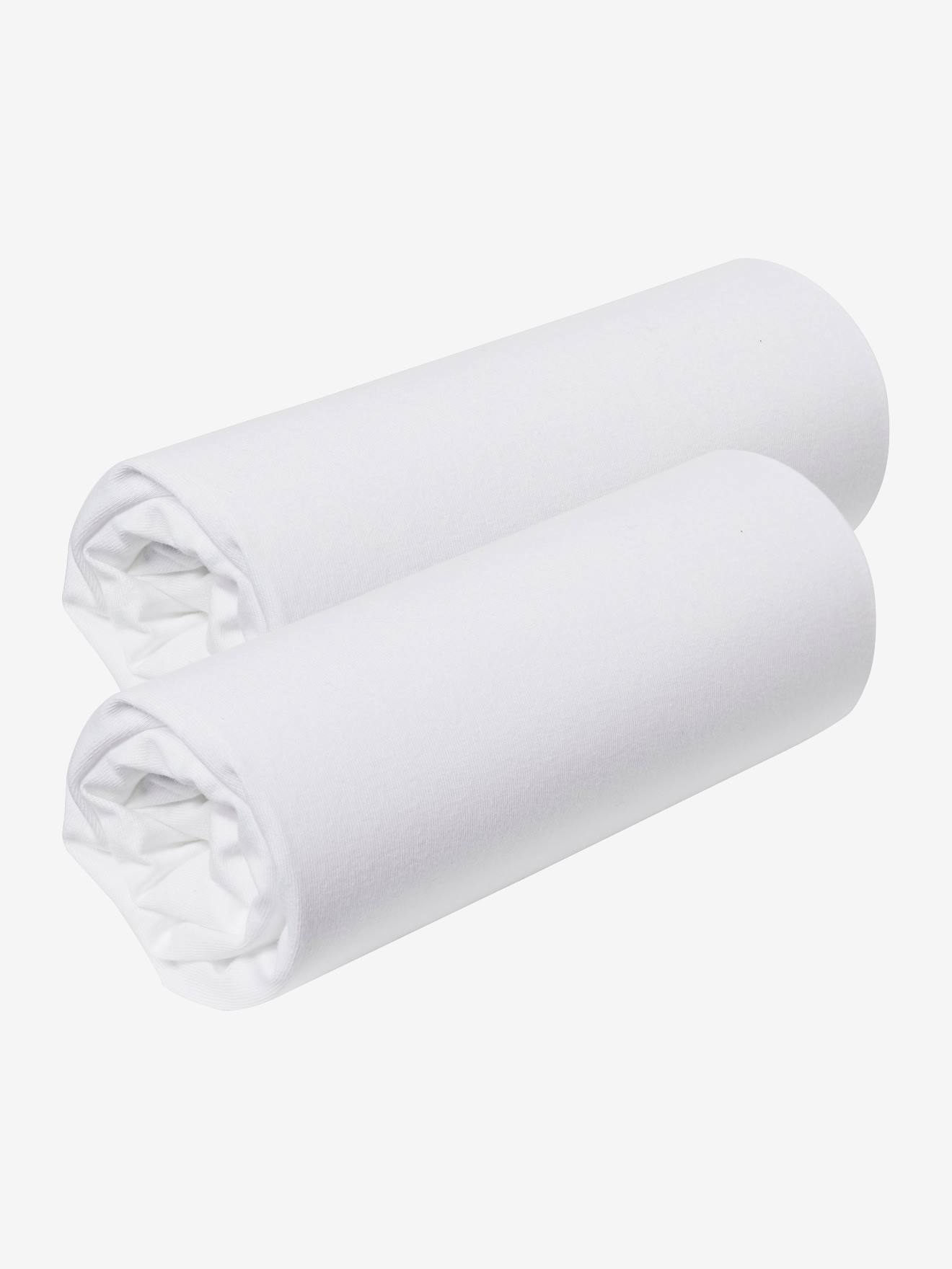 Lot de 2 draps housse pour berceau bébé et cododo en jersey extensible blanc