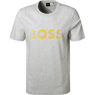 BOSS Green, T-Shirt, Baumwolle, hellgrau meliert