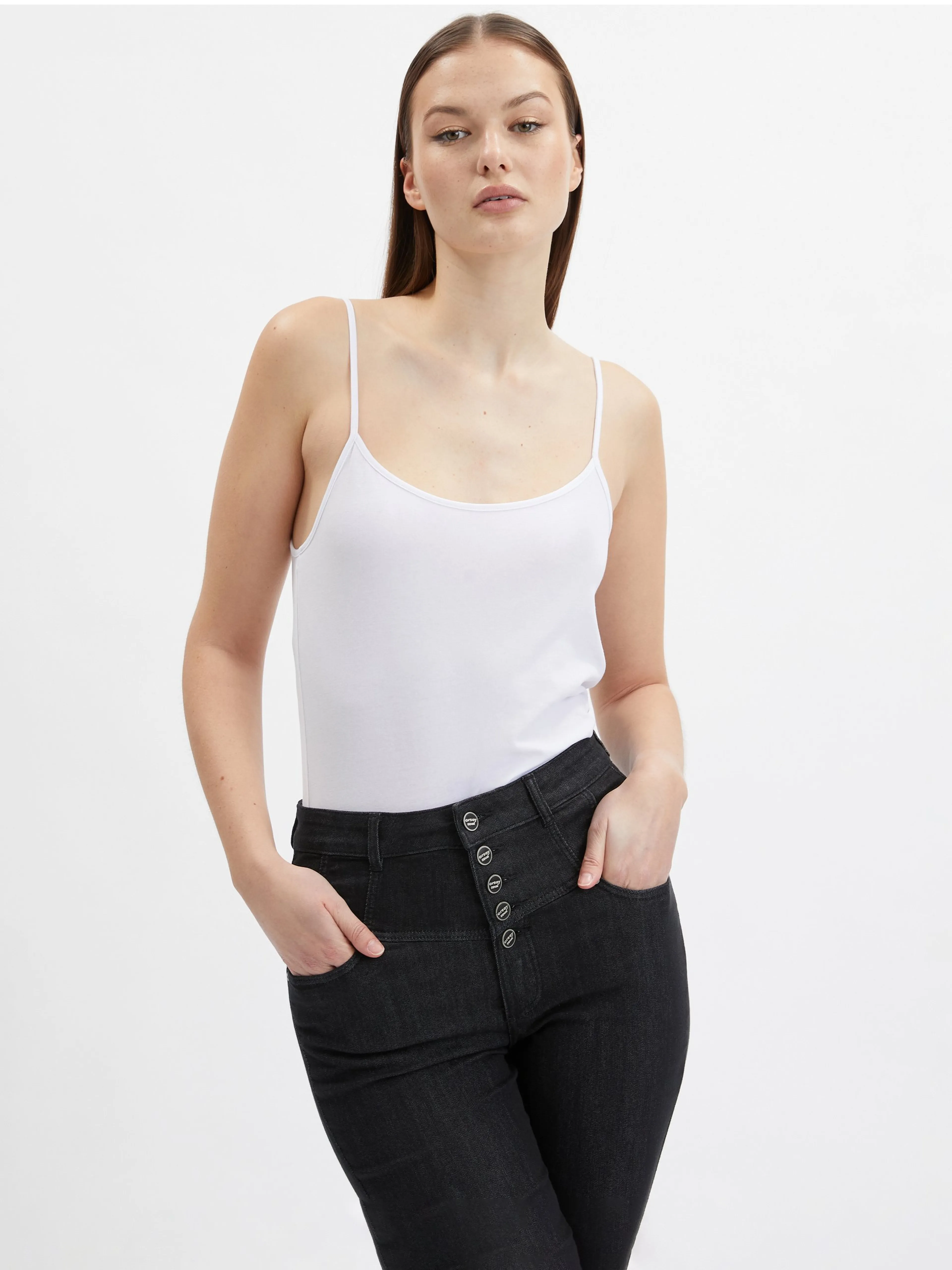 Set aus drei Damen-Basic-T-Shirts in Weiß, Beige und Schwarz ORSAY