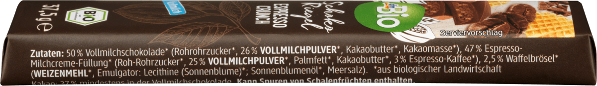 Schokoriegel, Vollmilch Espresso Crunch, 37,5 g