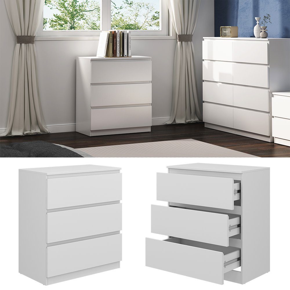 Vicco Kommode Sideboard 3 Schubfächer CALISTO Weiß 70 cm