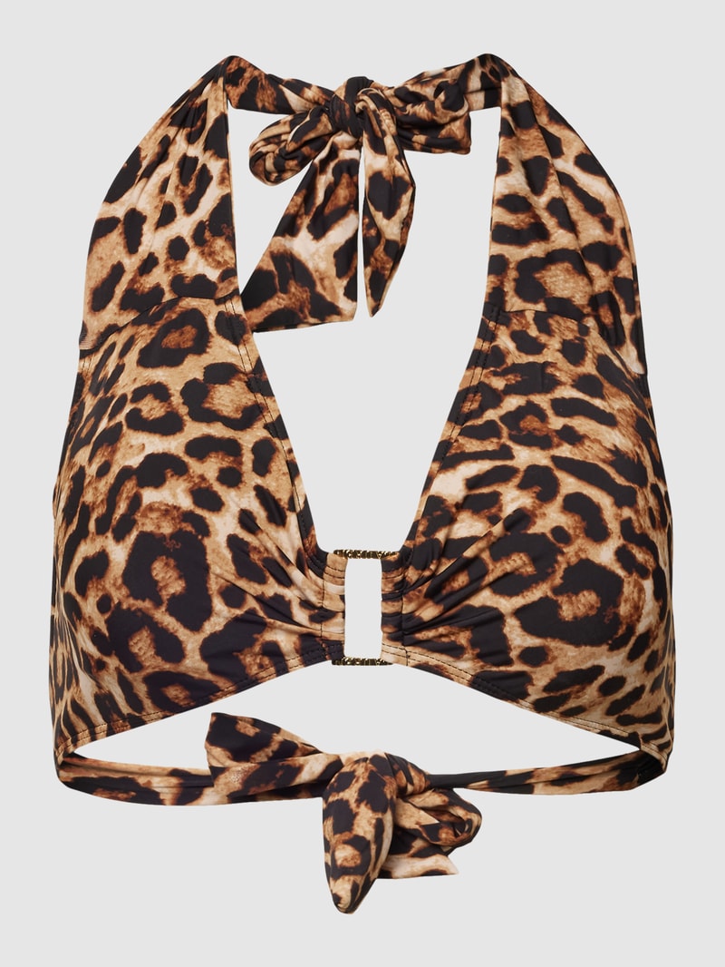 Bikini-Oberteil mit Schnürung Modell 'LEOPARD' in mittelbraun