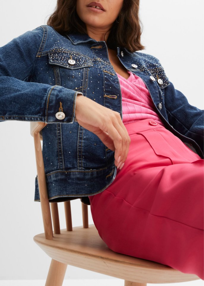 Jeansjacke mit Strass-Applikation