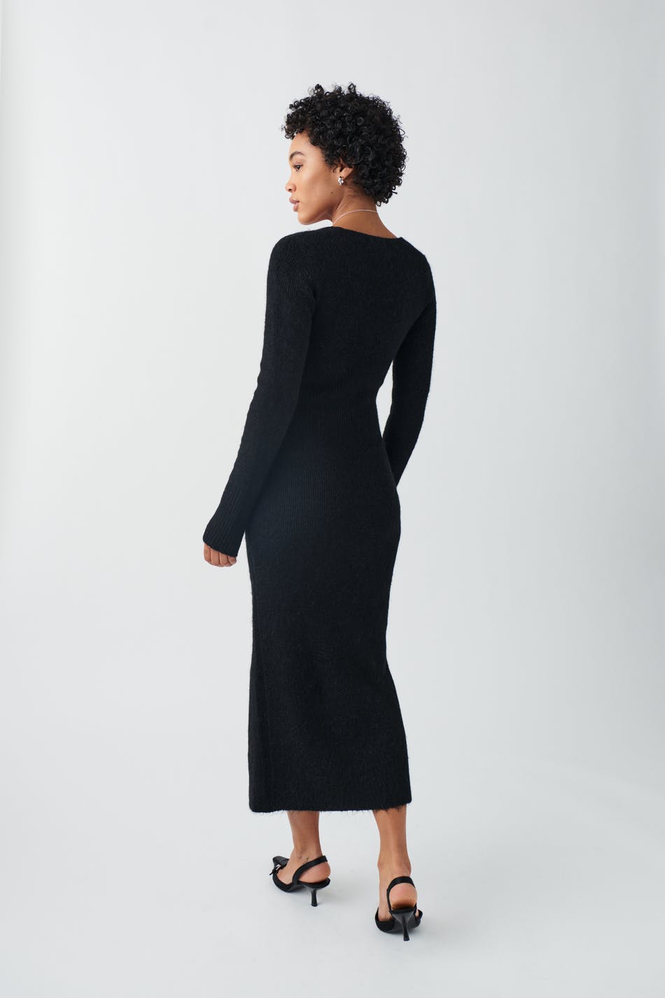 Square neck knit dress