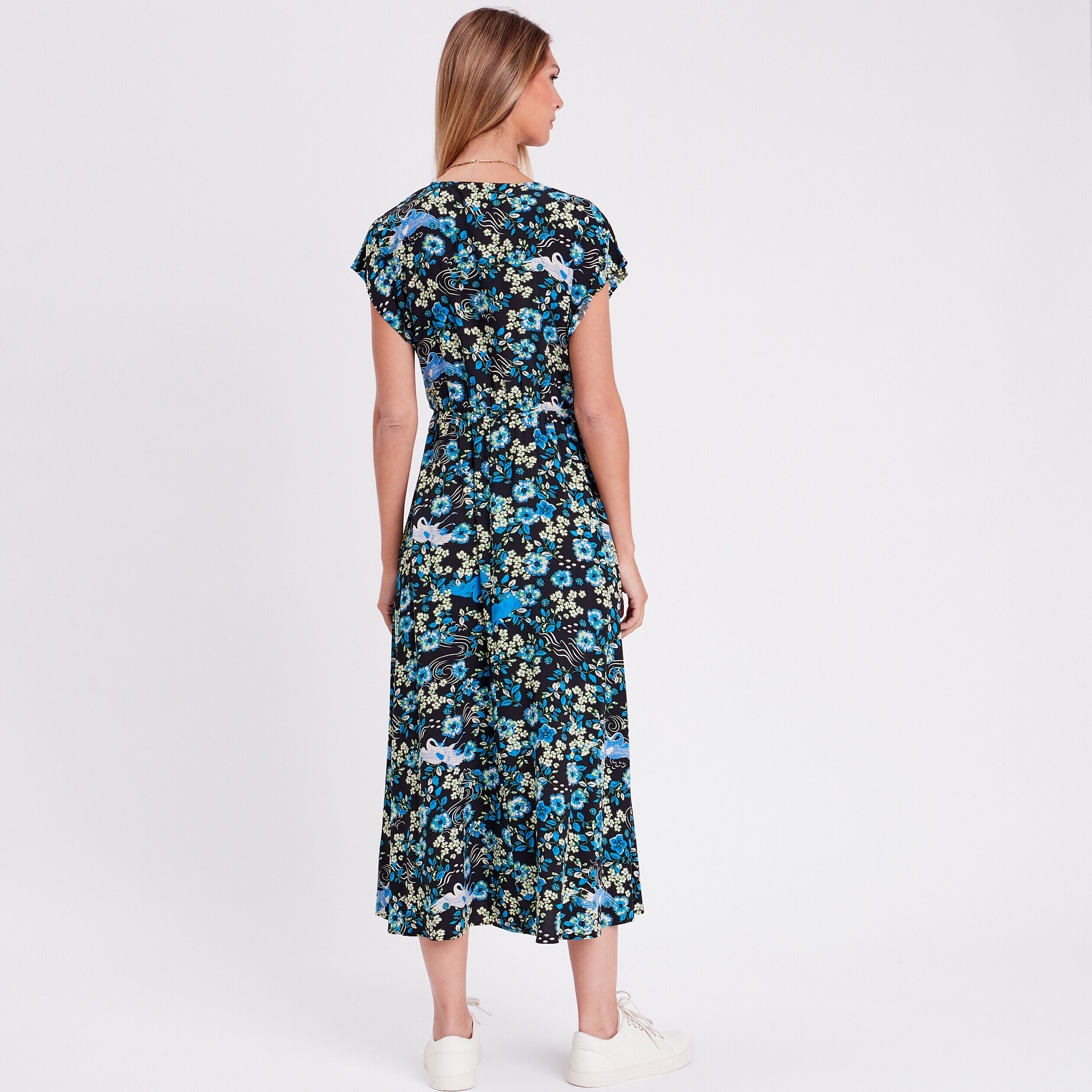 Robe longue évasée noir femme | Cache Cache